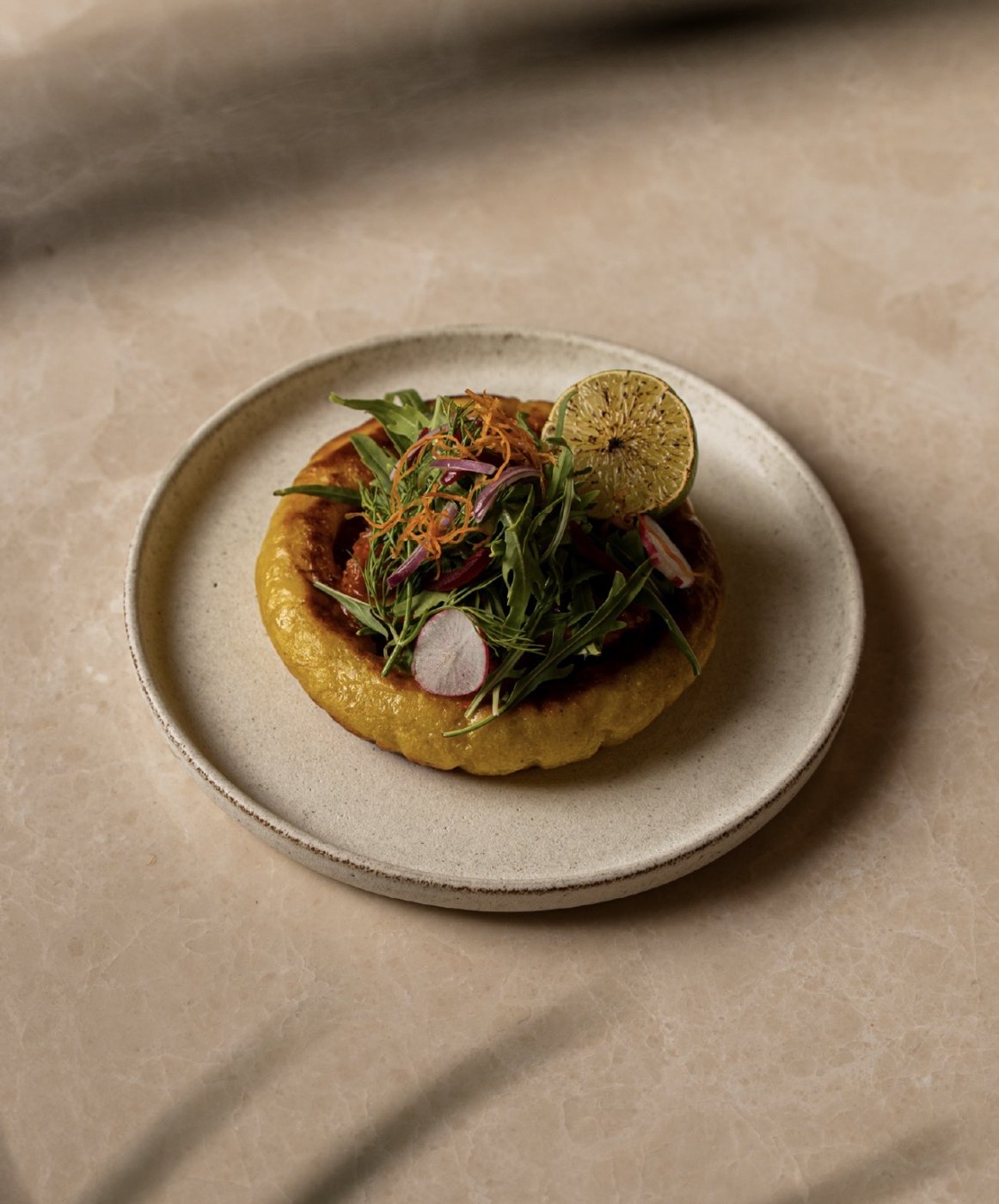 Focaccia Khameer Hamsa Shrimp